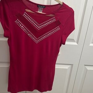 VENUS Red Short Sleeve Tee Top